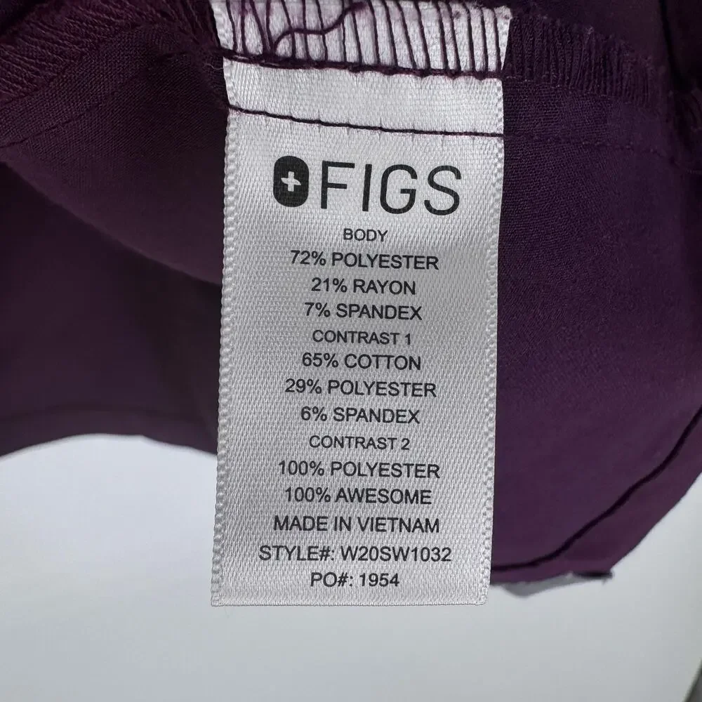 FIGS Scrub Top Womens Medium Purple V-Neck Short Sleeve Pockets Nursing‎ Medical - Picture 9 of 11